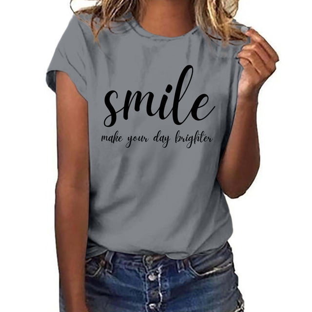 T-shirt Décontracté à la Mode à Manches Courtes pour Usage Quotidien avec Col Rond et Imprimé Graphique, Coupe Ample, Haut pour Femme pour un Confort Quotidien