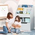thumbnail image 2 of HOMCOM Kids Bookcase Multi-Shelf Rack Organizer with Storage Drawer for Books for Reading Nook, Classroom, Bedroom, Playroom, Grey, 2 of 10