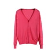 thumbnail image 1 of Innerwin Cardigan Sweater V Neck Ladies Coat Fall Solid Color Loose Outwear Watermelon Red 4XL, 1 of 2