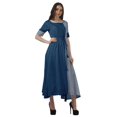 thumbnail image 3 of Moomaya Robe Midi en Viscose à Manches Courtes Imprimée Style Santoon à Taille à Cordon pour Femmes, 3 of 5