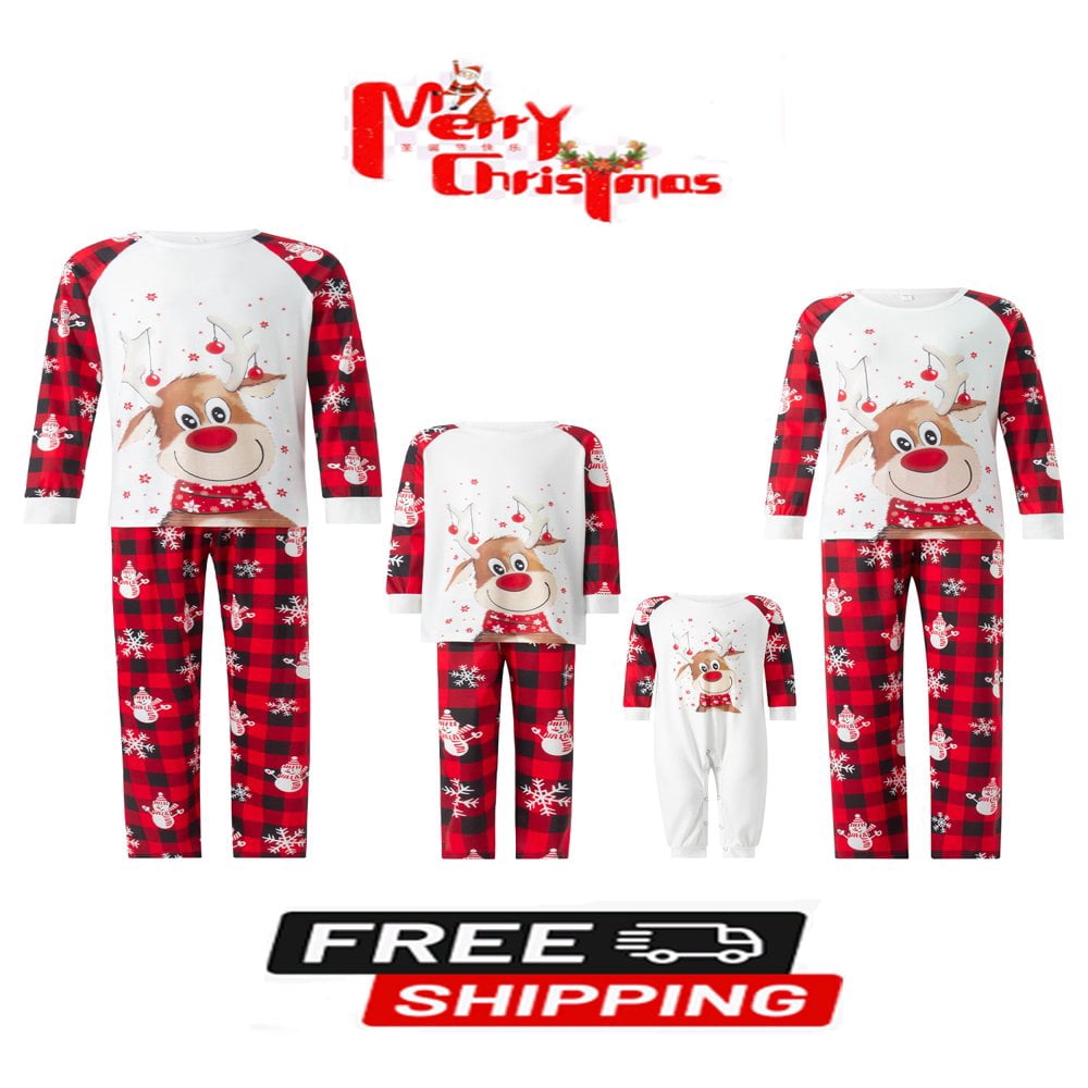 EIMELI Christmas Pajamas for Family Gingerbread Man Print