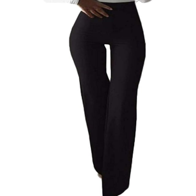 MesaSe Women Bell Bottom High Waist Ruffle Pants Solid Slim Fit Trousers Yoga Pants Wide Leg Pants
