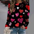thumbnail image 1 of Qertyioot Chandail de la Saint-Valentin pour Femmes, Blouse à Manches Longues Imprimée Col Rond Tunique Décontractée, 1 of 5