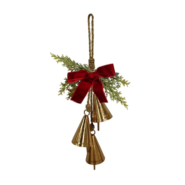 Holiday Time 3 Hanging Metal Bells Christmas Hanging Ornament,Gold Color