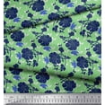 thumbnail image 2 of Soimoi Green Rayon Fabric Leaves,Insect & Floral Artistic Decor Fabric Printed BTY 42 Inch Wide, 2 of 3