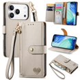 thumbnail image 1 of GANGXUN Wallet Case for iPhone 17 Pro , PU Leather Flip Cover with Card Slots, Zipper Pocket, Wrist Strap and Stand Function, 1 of 6
