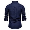 thumbnail image 4 of Long Sleeve Tops,Man Long Sleeve Solid Color Lapel Button Fallow T-Shirt,Long Sleeve Top, 4 of 5