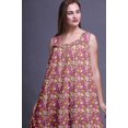 thumbnail image 3 of Bimba Robe de Nuit Mi-Mollet pour Femmes en Coton Imprimé Sans Manches, Brun Rose Foncé, 3 Feuilles Monstera, Maxi, Très Grande, 3 of 6