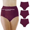 thumbnail image 1 of Lot de 3 Culottes de Contrôle de Vessie Réutilisables pour Femmes, Absorption Maximale, Prune, 3X (Convient aux Hanches : 49-51), 1 of 10