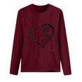 thumbnail image 3 of Besolor Tuniques Automne Printemps pour Femmes 2024 Imprimé Cœur Col Rond Manches Longues Chemises Décontractées Amples Blouse Tee, 3 of 3