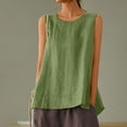 thumbnail image 2 of AherBiu Camisoles pour Femmes Décontractées à Col Rond, Couleur Unie, Sans Manches, Coupe Ample, Fente Latérale, Fluides, Camis, Chemises, Hauts, 2 of 6