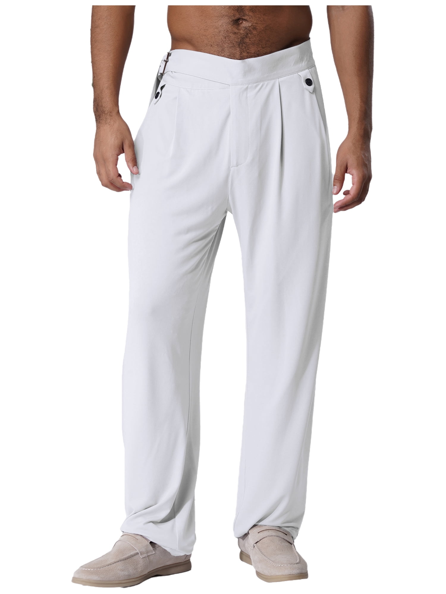 YiZYiF Men's Latin Dance Pant Salsa Rumba Tango Competition Ballroom Practice Pants Trousers White XXL