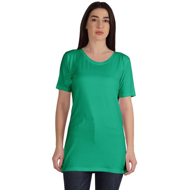 Inkmeso Plain Basic Tshirt Long Length Tee Short Sleeve Workout Top For Women