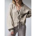 thumbnail image 4 of FOCUSNORM Women Knit Cardigan Long Sleeve Tie-up Solid Fall Casual Jacket Sweater for Daily Street, 4 of 9