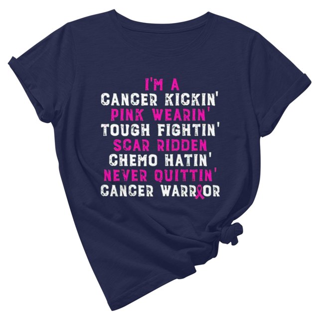 TIMIFIS Breast Cancer Awareness Shirts for Women Work Tops Short Sleeve Out Blouse Breast Awareness Letter Print Shirt T-Shirt Tops In OctoberFall/Winter