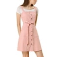thumbnail image 1 of INSPIRE CHIC Women's Spring Summer Adjustable Strap a-Line Jeans Denim Dress L Pink, 1 of 8