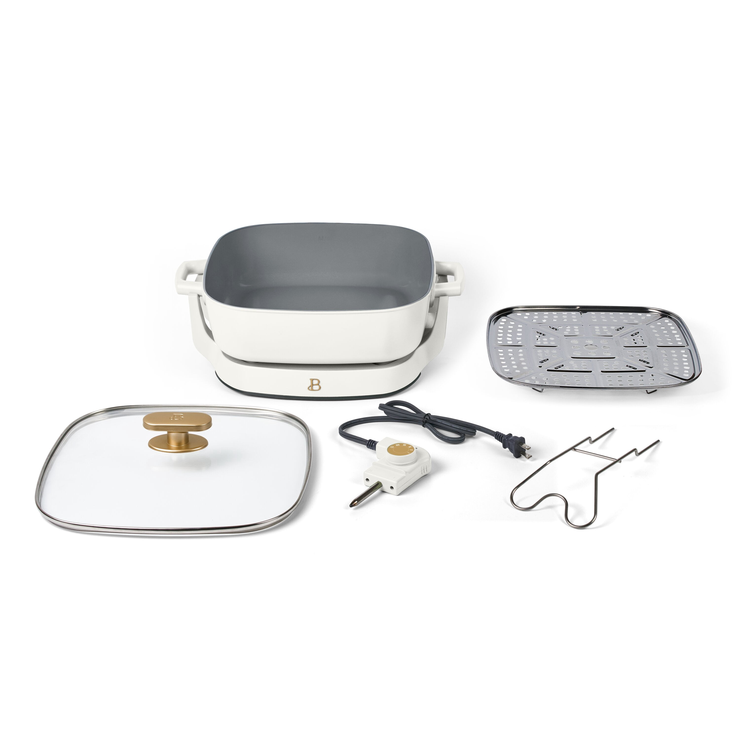 Beautiful By Drew Barrymore 5-in-1, 12" x 12" Detachable Electric Skillet with EverGood™ Ceramic Nonstick Coating