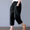 thumbnail image 4 of Mode Femmes Été Décontracté en Vrac Coton et Lin Poche Pantalon Solide Pantalons, 4 of 8