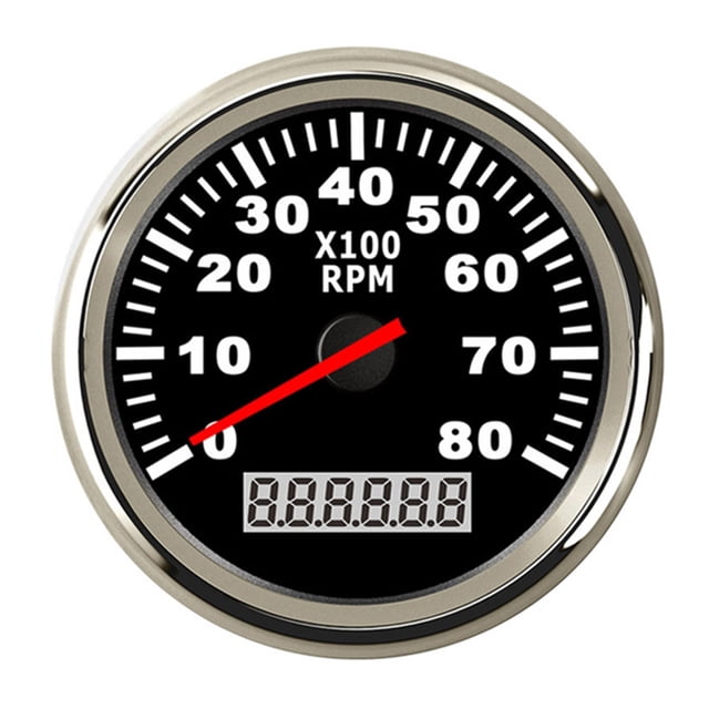 85mm Marine Tachometer 3000 4000 6000 RPM Tacho Meter Gauge Red Backlight With LCD Hour Meter For Car Boat Truck Auto 12V/24V ,Wide Applicability