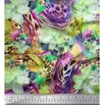 thumbnail image 1 of Soimoi Modal Satin Fabric Animal Skin & Tropical Flower Print Fabric by The Yard 42 Inch Wide, 1 of 3