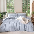 thumbnail image 1 of Bedding Duvet Cover Set Washed Cotton Linen Like Textu Breathable Durable Soft Comfy (Tannish Linen Grey Queen), 1 of 7