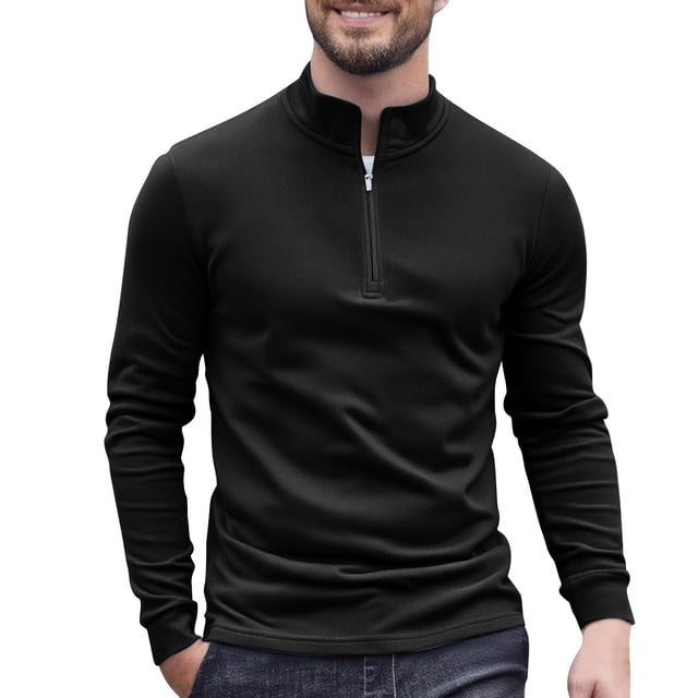 Dagugfen Quarter Zipper Pullover Men Long Sleeve Slim Fitted Thermal Base Layer Running Workout Tops