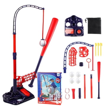 XFGOU Jouets et Passe-Temps Ensemble de T-Shirts 4 en 1 pour Enfants 3 5 T-Shirt Suspendu 2 T-Shirt Rétractable de Batte T-Shirt de Frappe Machine de Lancer pour Tout-Petits Enfant avec Gants de Baseball Piquets de Sol pour Stabi Accessoires de Cosplay et Cosplay