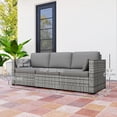 thumbnail image 3 of Outsunny Outdoor Sofa w/ Cushions, PE Rattan Patio Couch, Grey, 3 of 10