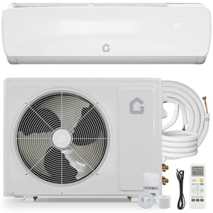 CazToi 9000 BTU 19 SEER2 Sans conduit Mini Pompe à courant alternatif/à chauffage fractionné 3-in-1 Refroidissement par onduleur 450 Sq.Ft Ultra Du calme 42dB 115V10ft Ensemble de lignes