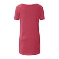thumbnail image 2 of Hauts d'Été pour Femmes 2025 Tendance Entraînement Sorties Hauts Grande Taille Chemises Bohèmes Hawaïennes Manches Courtes Col Rond Blouses T-Shirt Long, 2 of 6