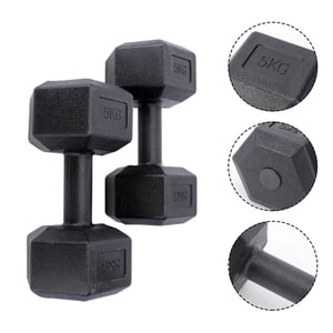 TAILTOSS 1Set Dumbbells Exercise Fitness with Comfortable PVC Grip for Muscle Toning Black