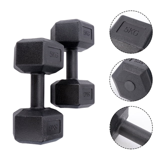 TAILTOSS 1Set Dumbbells Exercise Fitness with Comfortable PVC Grip for Muscle Toning Black