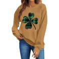 thumbnail image 3 of SDNall Chandail à Manches Longues pour Femmes, Imprimé Trèfle de la Saint-Patrick, Tunique Décontractée Ample à Col en V, 3 of 6