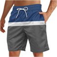 thumbnail image 1 of Plebaso Men's Beach Shorts Color Block Drawstring Casual Shorts Trendy Summer Vacation Shorts for Men, 1 of 4