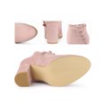 thumbnail image 2 of Unique Bargains Women's Ruffle Block High Heels Ankle Boots Dust Pink (Size 8), 2 of 6