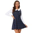 thumbnail image 1 of INSPIRE CHIC Robe Trapèze Courte à Carreaux pour Femme à Col Peter Pan à Manches Longues Bleu Foncé L, 1 of 5