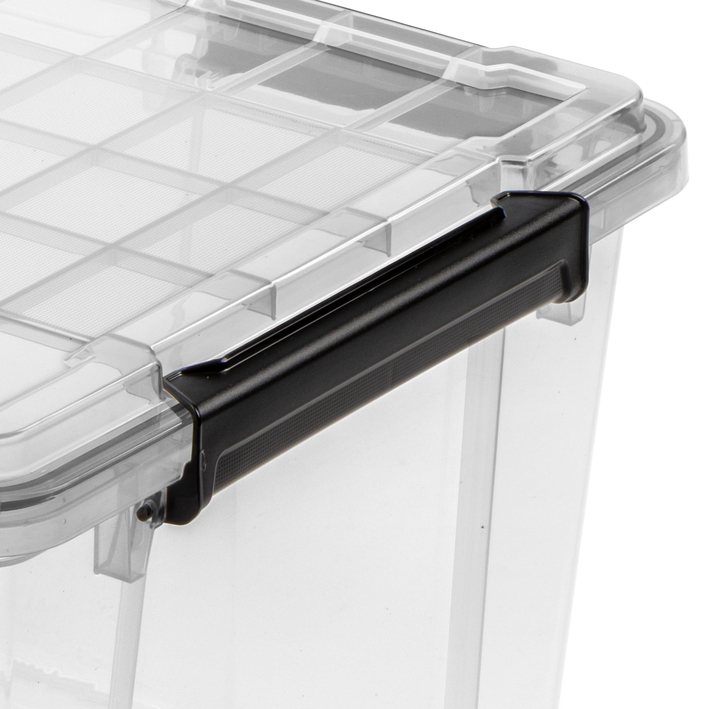 Boîte à joint d’étanchéité 76L de Sterilite imperméable, bac de rangement en plastique transparent étanche avec couvercle et loquets durables, noir