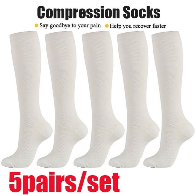 EIGTHTAIL 5 Pairs Women Graduated Compression Knee High Socks 15-20 mmHg