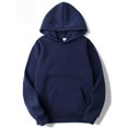 thumbnail image 1 of MAWCLOS Ladies Sweatshirt Pocket Hoodies Solid Color Hooded Tops Casual Fall Drawstring Pullover Navy Green S, 1 of 4