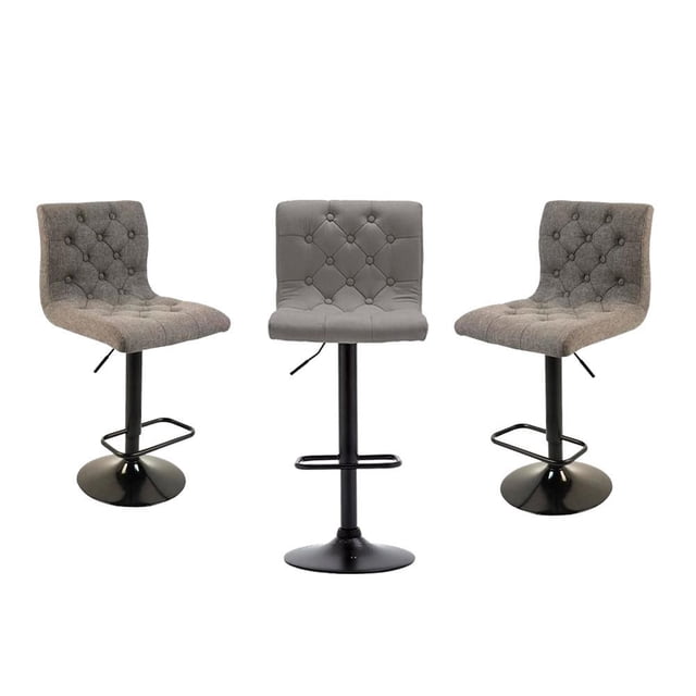 Tabouret réglable capitonné gris de la collection Heavenly Lot de 3