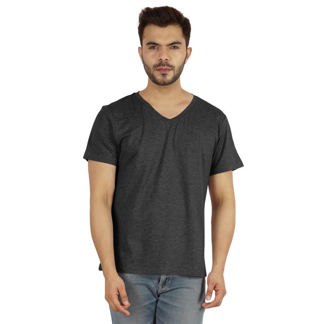 Inkmeso Men's V-neck Basic Tshirt Short Sleeve Solid Regular Fit Cotton Tee