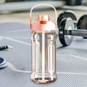 Large capacity sports water bottle with straw and volume markings – portable, leakproof, and shatterproof for gym, hiking, and daily hydration