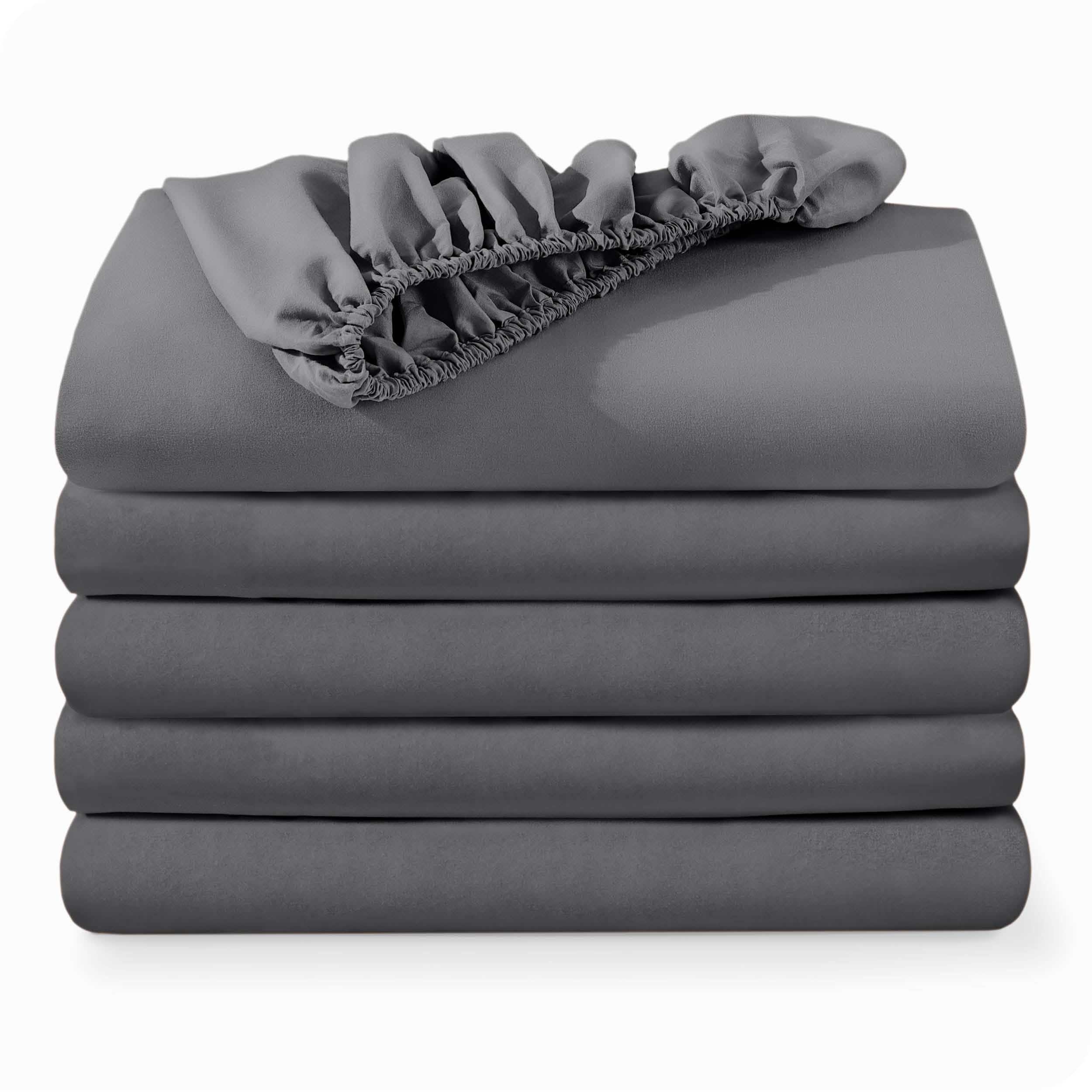 Bare Home Lot de 5 Draps-Housses - Premium 1800 Collection - Ultra Doux - Poche Profonde - Lit Simple, Gris