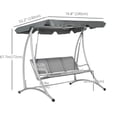 thumbnail image 3 of Outsunny 3 Person Patio Swing Seats with Adjustable Canopy, Dark Grey, 3 of 10