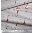 thumbnail image 2 of Soimoi Gray Modal Satin Fabric Notes & Guitar Musical Instrument Decor Fabric Printed Yard 42 Inch Wide, 2 of 5