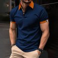 thumbnail image 1 of ylioge Mens Shirts Short Sleeve Golf Tees Shirt Office Work Pullover Button Collared Casual Color-Block Loose Comfort Tshirts Tops, 1 of 6