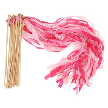 Unique Bargains Baguettes Baguettes Féeriques en Dentelle et Ruban de Soie pour Mariage et Fête, Fuchsia/rose, Lot de 25