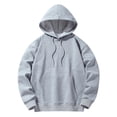 thumbnail image 1 of Yuyuzo Mens Hoodies Solid Color Long Sleeve Fashion Pullover Tops Drawstring Sweatshirt with Pocket, 1 of 6