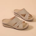 thumbnail image 4 of Penkiiy Womens Sandals Hollow Wedge Sandals Open Toe Orthopedic Arch Support Slip-on Slippers Perforated Backstrap Sandals Flower 41 Beige, 4 of 8
