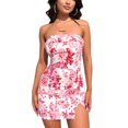 thumbnail image 1 of SUNSIOM Femmes Bustier Mini Robe d'Été Imprimé Floral Sans Manches sur l'Épaule Fente Bodycon Robe de Soirée Courte, 1 of 7